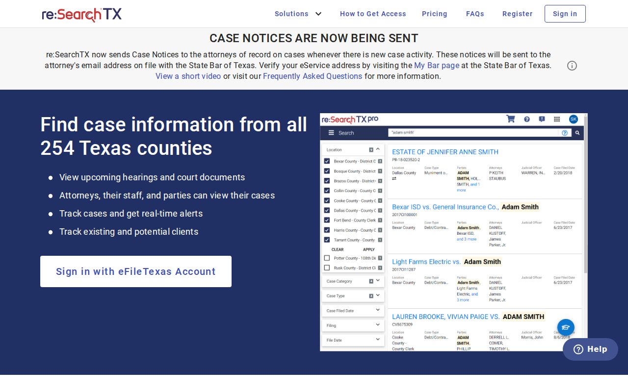Hardin County case search through the re:SearchTX entry point