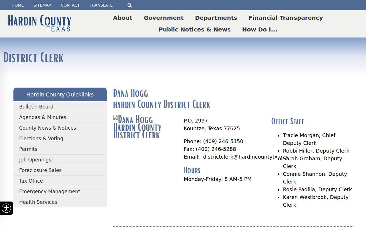 Hardin County court docket and District Clerk record information